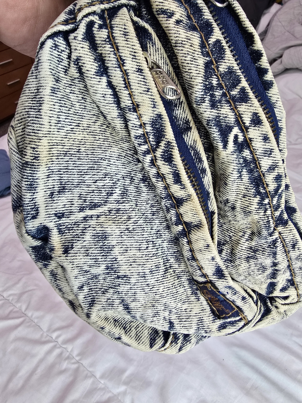 Denim-Effect Black & White Crossbody Bag - Picture 3 of 7